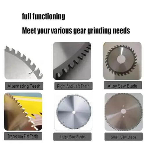 Hardcore Electric Circular Saw Blade Sharpener And 550W Rotary Grinder For Carbide Tooth Regrinding with various blade types.