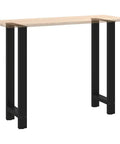 Adjustable Metal Table Legs Pack Of Two Sturdy Steel Bases With Self Leveling Floor Savers And Durable Powder Coated Finish, black steel legs supporting a wooden table top.