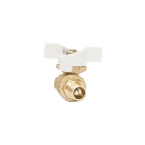Half Inch Brass PEX Ball Valve With White T Handle Quarter Turn Shut Off Valve For Hot Or Cold Water Tubing Mini Barb Fittings