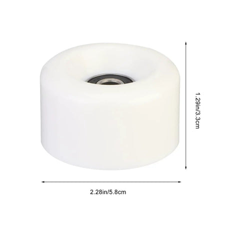 White 58mm PU wheel with bearing for quad skates, from 4 Piece PU Double Row Roller Skate Wheels With Bearings For Quad Skating set.