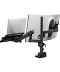 Rock Solid No Drill Desktop Monitor Mount For Versatile Inverted Display Positioning And Smooth Swivel Angles Plus Clean Cord Routing Ideal For Every Pro Gamer Rig Or Boss Workstation Vibe with laptop and monitor setup.