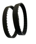 Two heavy duty 166XL Timing Belt 83 Teeth Industrial Cogged Rubber Geared Belt For Mechanical Replacement, side view.