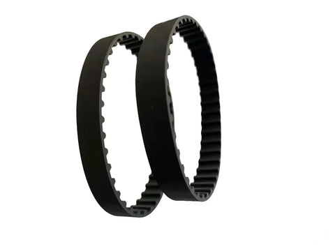 Two heavy duty 166XL Timing Belt 83 Teeth Industrial Cogged Rubber Geared Belt For Mechanical Replacement, side view.
