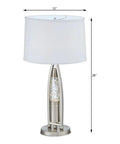 Ultra Modern Table Lamp With Sparkling Water Droplet Dance Night Light, Satin Nickel Finish, Glass And Metal Frame