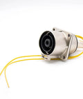 Heavy Duty HVIL High Voltage Connector For EV Cars Including One Pin Metal Plug And Socket with yellow wires.