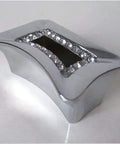 Premium Glass Crystal Cabinet Pulls With a Slick Silver Chrome Mount and Sparkly Rhinestone Detail from a side angle.