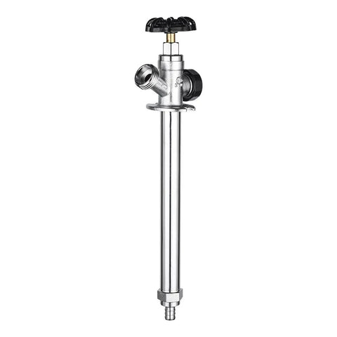 10 Inch Frost Proof Sillcock With Anti Siphon Design Lead Free Chrome Plated Brass Body One Half Inch Pex Crimp To Three Quarter Inch Hose Bibb