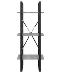 3 Tier Industrial Book Cabinet For Small Spaces Open Front Bookshelf with 3 shelves, engineered wood bookcase front view.
