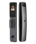 High Performance Easy Peasy Waterproof Smart Door Lock with biometric scanner and video screen from a side view.