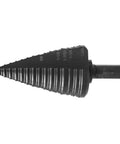Close-up of 1-3/8 Inch Pro-Grade Step Bit Metal Cutter With Patented Split-Step Design For Fast, Clean Holes In Steel, Aluminum, Brass, Copper