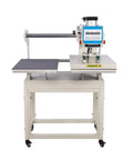 Heavy Duty 16X24 Dual Station Pneumatic Heat Press With Up Sliding Platen And LCD Touchscreen for t-shirt sublimation, front view.