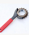 Bottom Bracket Tool Adjustable Pin Spanner And Lock Ring Wrench For Bicycle Repair, carbon steel, red handle, compact 16.3 cm.