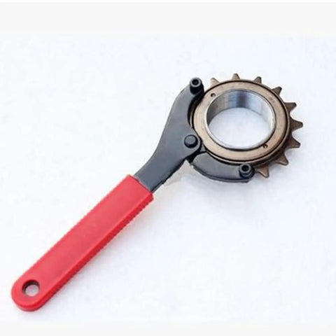 Bottom Bracket Tool Adjustable Pin Spanner And Lock Ring Wrench For Bicycle Repair, carbon steel, red handle, compact 16.3 cm.