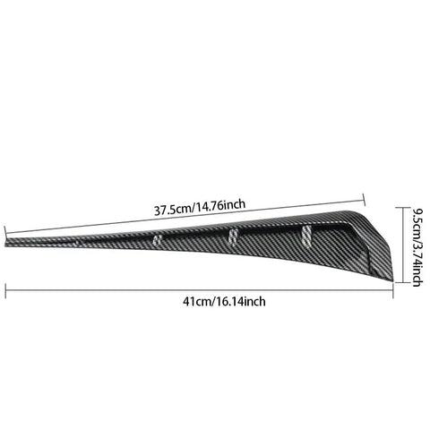 Tesla Cybertruck Side Fender Vent Trim Rocking A Slick Carbon Fiber Peel And Stick Exterior Accent Kit For Clean Street Style Upgrades and Super Fast No Mess Install, 41 cm by 9.5 cm.