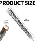 FROOOK SDS Plus rotary hammer drill bit, 1-1/2in x 18in (38mm x 460mm), four carbide edges, coated head; two bits shown.