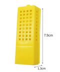 Yellow plastic queen cage from Plastic Queen Bee Cages 12 Pack Beekeeping Go To Transporting Catcher Kit For Easy Queen Rearing