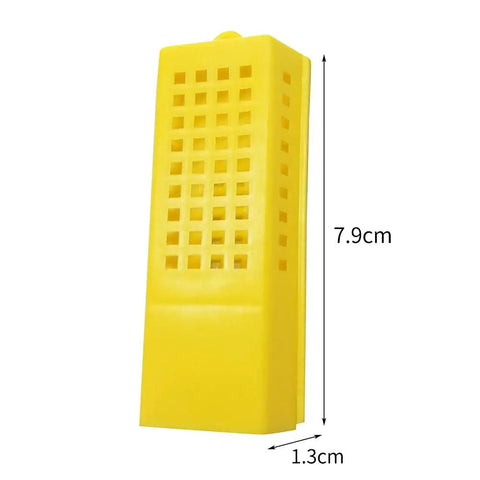 Yellow plastic queen cage from Plastic Queen Bee Cages 12 Pack Beekeeping Go To Transporting Catcher Kit For Easy Queen Rearing