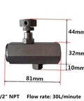 Side view of 1/2 in NPT flow control throttle check valve in carbon steel for hydraulic use