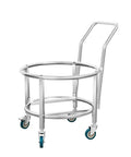 Heavy Duty Stainless Steel Bucket Dolly With Wheels For Stock Pots Soup Pots Barrels And Heavy Loads Portable Hand Truck Built To Roll Easy In Home And Commercial Kitchens Storage And Catering, round stainless steel frame with handle and swivel casters