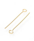 Golden Stainless Steel Eye Pins 25mm Long 21 Gauge Open Eyepins For Jewelry Making Findings Pack Of 500 Durable Head Pins For Beading And Wirework Versatile For DIY Projects And Professional Jewelry Making, gold eye pin close-up