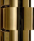 Close-up of modern glass crystal wall sconces, featuring sleek golden finish and glare-free design, ideal for bedside lamps.