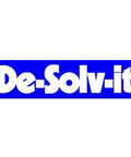 De-Solv-it logo, text-based design on a blue background for Contractor Solvent For Heavy Duty Cleaning No Color 8.36 Lb Made In United States Industrial Grade For Paint Adhesive And Residue Removal On Wood Metal Concrete Grime Busting Formula.