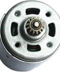 Badass 14.4V DC Motor Replacement For Cordless Drills And Screwdrivers Featuring 14 Tooth Gearing close-up view of motor showing gear and casing.