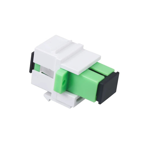 Ten Pack Fiber Optic SC To SC APC Simplex Couplers For Singlemode Cables, white keystone jack style adapter, zirconia ceramic ferrule