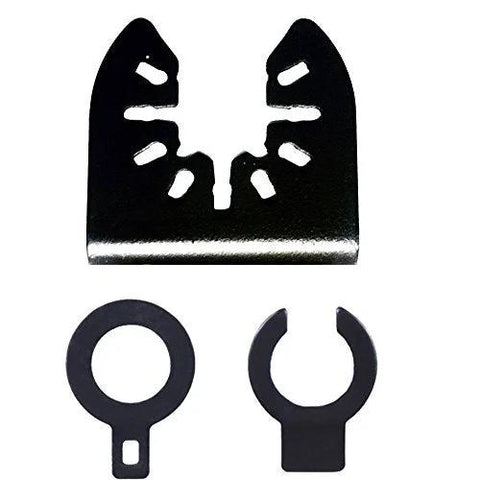 EZARC titanium oscillating tool blade set, 3-pack including metal cutting blade and two ring-shaped adapters