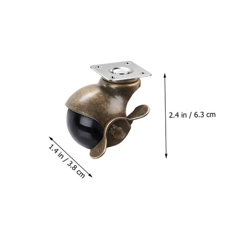 Heavy Duty Vintage Plate Casters With Dual Ball Bearings For Glide Like Butter Furniture Slides And Tough Workbench Hauls Quick Install Slick Rolling Wheels, showing 2.4 in x 1.4 in size.