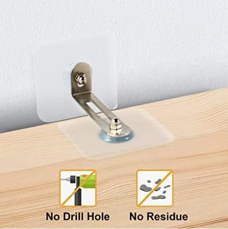 Anti Tip Furniture Anchors No Drill With Strong Adhesive And L Bracket For Baby Proofing Cabinets Bookcases Dressers And Shelves Easy Installation
