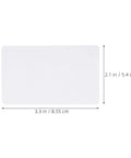 Heavy Duty 50 Piece Set Blank White Pvc Id Cards Dual Sided Printable With Smart Chip Access displayed with dimensions.