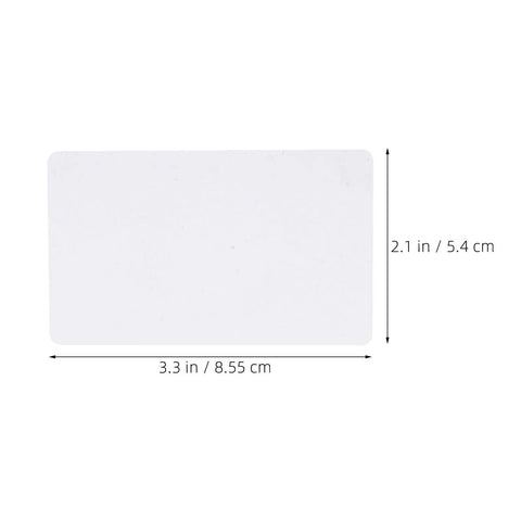 Heavy Duty 50 Piece Set Blank White Pvc Id Cards Dual Sided Printable With Smart Chip Access displayed with dimensions.