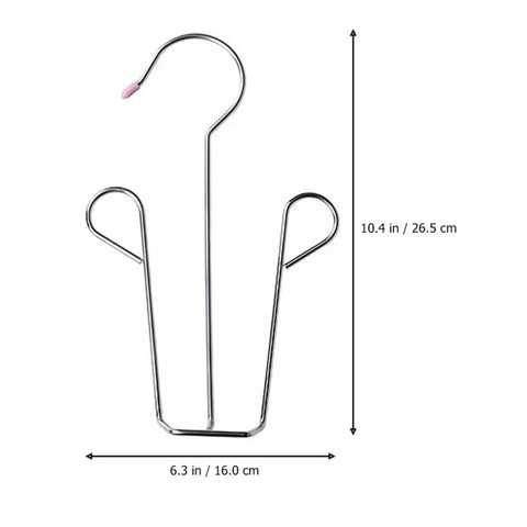 Heavy Duty Stainless Steel Hanging Shoe Rack With Double Nonslip Hooks, 10.4 in tall and 6.3 in wide, durable design.