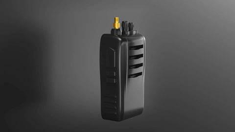 Black plastic connector housing with brass tip, shown vertically; SMA Female To Female Barrel Adapter For FPV Antennas And Wireless LAN Dual Pack