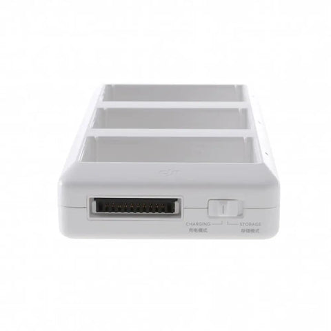 Front view of Phantom 4 Series Battery Charging Hub for Three Batteries in Sequence, showing plug and switch design