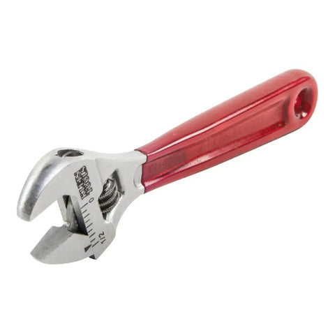 Adjustable Drive Wrench, Half Inch Jaw Capacity, Four Inch Length, High Polish Chrome Finish, Plastic Dipped Handle For Comfort