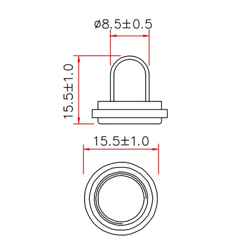 Technical drawing of Silicone Dust Cap For Circuit Breakers 88 98 Series, Waterproof And Dirt Resistant Flat Cap, 11Mm Inner Diameter, Black