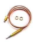 24-inch copper coiled propane gas thermocouple sensor with M8x1 thread, brass fittings, and two nuts