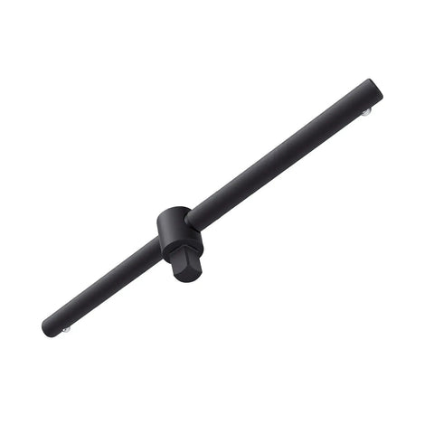 Heavy Duty T Handle Socket Wrench With Sliding Adjustable Chrome Molybdenum Steel Build Crafted Damn Tough, black handle.
