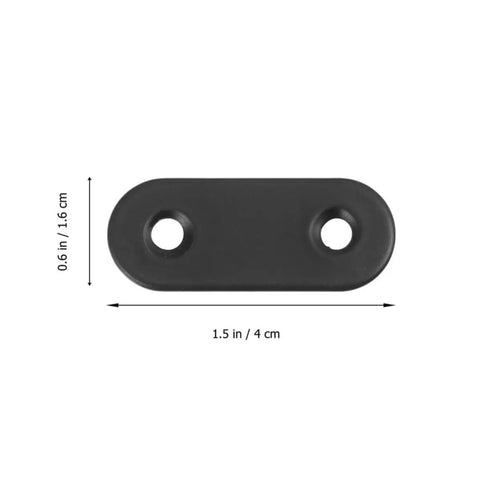 Stainless Steel Flat Plate Straight Shelf Brackets Set With 48 Screws 24 Pack Multipurpose Repair Connectors, black, dimensions shown
