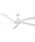 Premium Smooth Operator 70 Inch Ceiling Fan In Matte White With Curved Blades Wet Rated For Patio Or Indoor Use wall mount control.