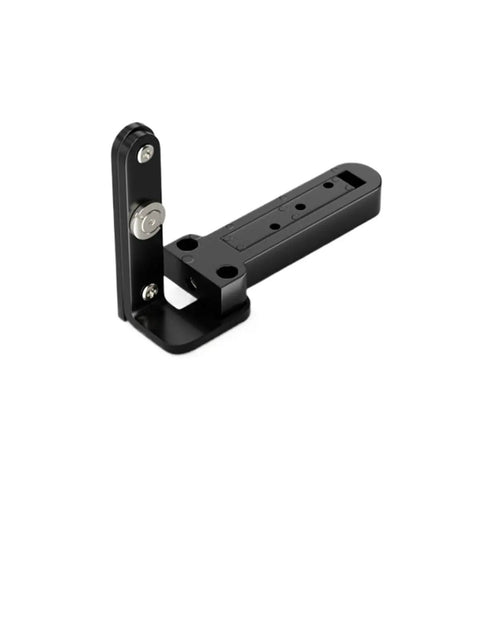 Two Piece Hidden Door Hinges 3D Adjustable Swivel Zinc Alloy Build Straight Up Invisible Mount For Cabinets And Interior Doors showing black angle view.