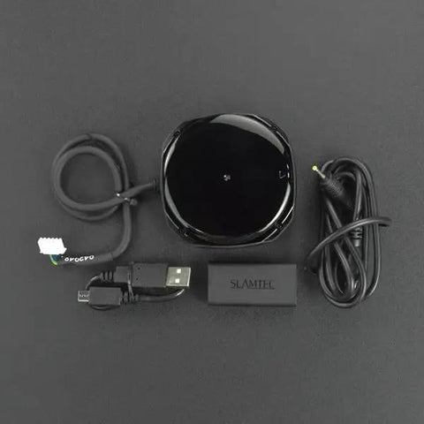 RPLiDAR S2L 18m ToF LiDAR Scanner For Indoor And Outdoor Mapping With IP65 Rating shown with cables and accessories