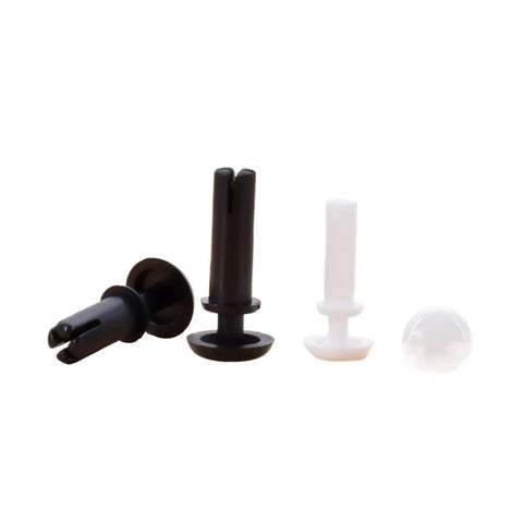R Type Nylon Push In Wall Anchors For Drywall Plastic Expansion Rivets Locks Secure On Thin Panels No Sweat Install in black and white.
