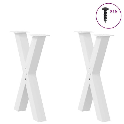 Adjustable Dining Table Legs Two Pack Heavy Duty Powder Coated Steel Desk Legs With Levelers White Finish 50x73 Cm Sturdy Metal Support