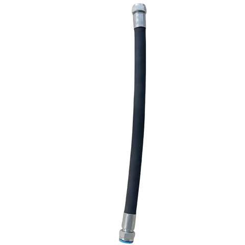 Heavy Duty Replacement Air Hose Compatible With Atlas Copco Air Compressors For Smooth Daily Grind And Tough Job Site Reliability On Your Well Equipped Garage Rig, black rubber hose with metal fittings.