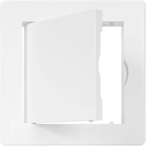 Top Shelf No Sweat Drywall Access Panel For Quick Bathroom Service And Utility Maintenance Covers Plumbing Electrical And Alarm Lines Rock Solid Recessed Design fits 4x4 inches with smooth finish.