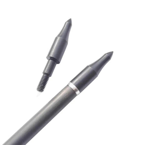 12 Pack Screw In Field Point Archery Tips 125 To 150 Grain Stainless Steel Arrow Points close-up on white background
