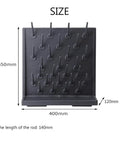 ZcbYbt 2-Piece Black PP Wall-Mounted Drying Rack Lab Supplies 54 Pegs showing size dimensions and sturdy design for education and lab use.